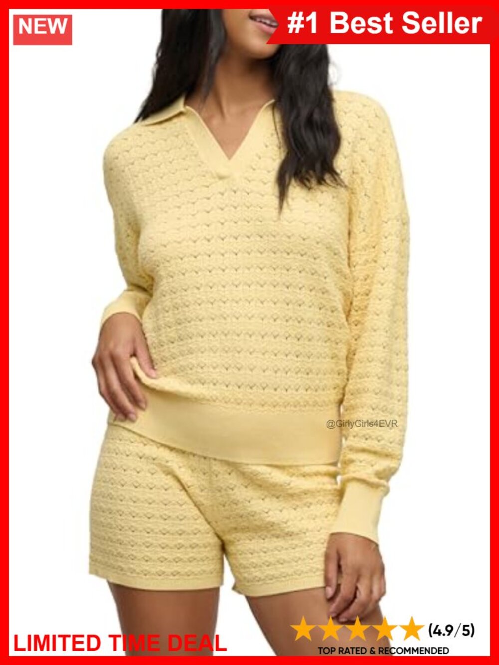 Heathered Cotton Tulip Pointelle Collared Pullover Sweater Relaxed Fit
